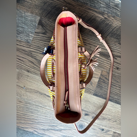 Dooney & Bourke Yellow and Tan Striped Shoulder Bag - Picture 11 of 12